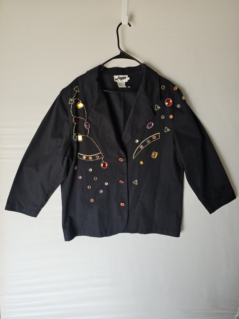 Vintage 90s M JENSEN Cotton Blazer with Colorful Beading – NWOT – Large